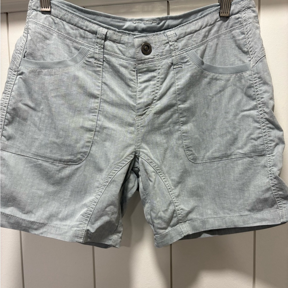 Kuhl Cabo Shorts Womens Size 6 Blue  Lightweight Performance Cotton Linen UPF